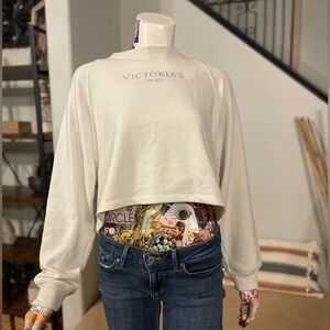 Victoria's Secret Off-White Cropped Sweatshirt